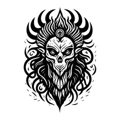 Mystic Demonic Portrait Vectorized Silhouette