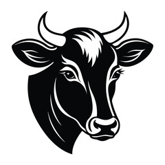 Cow head silhouette vector illustration 