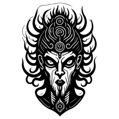 Abstract Tribal Face Decorative Black and White