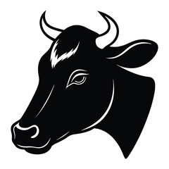 Cow head silhouette vector illustration 