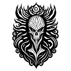 Ornate Skull Vector Design Isolated Art Illustration