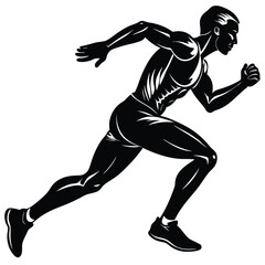 Abstract Black Silhouette of Male Running Figure Enclosed in Circular Shape