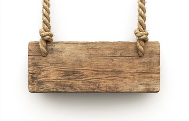 Rustic Wooden Signboard with Natural Twine Rope Hangers Display