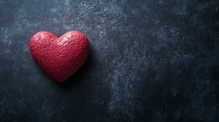 Obraz premium A glowing red heart floats in darkness, symbolizing warmth and gratitude in simplicity. 