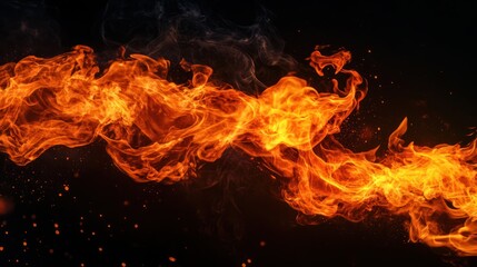 A vibrant flame twisting through the darkness, illustrating the beauty and energy of fire in its natural form.