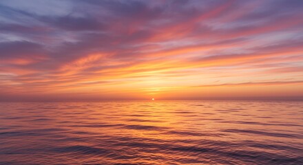 Obraz premium Sunset Over the Ocean with Colorful Sky Reflections