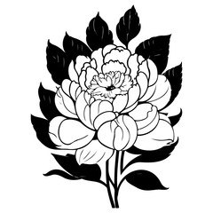 Monochrome Peony Floral Design with Rich Detailing