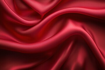 Fototapeta premium Luxurious Red Silk Fabric With Elegant Folds and Smooth Texture
