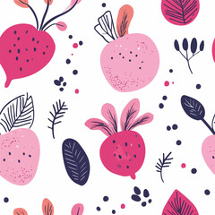 Fototapeta premium Beetroot pattern. Exquisite vector plant patterns.