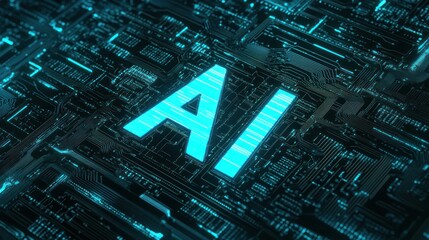 Futuristic design showcasing AI technologies, symbolizing innovation and advancement in artificial intelligence and computing.