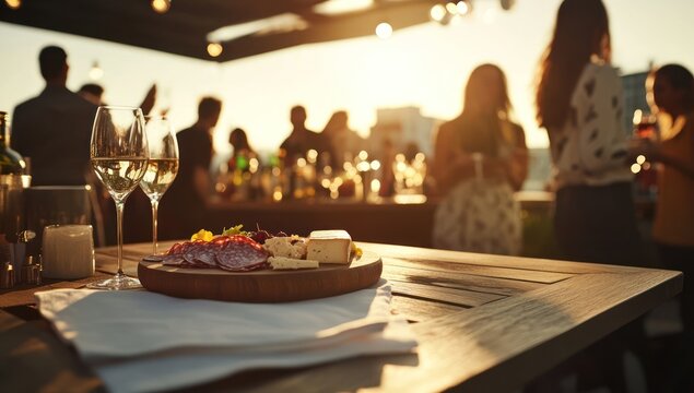 Sunset Rooftop Party: Appetizers and Drinks