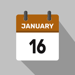 16 january calender icon text page monthly web design.