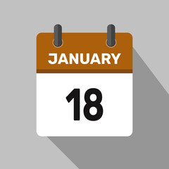 18 january calender icon text page monthly web design.