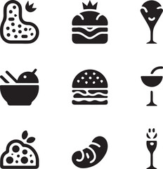 Flat Food Elements Vector Illustration Set