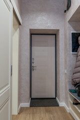 Apartment Entrance Door Interior Design: Modern White Doorway Home hallway.