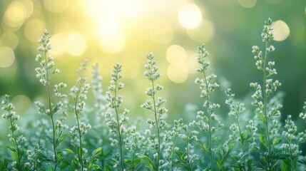 Fototapeta premium Serene Sunset Meadow: A Breathtaking View of Blooming Flowers