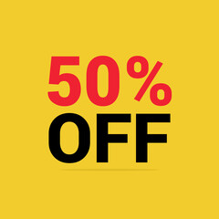 Price discount 50 percent promotion yellow tag
