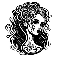 Captivating Portrait of a Woman in Black and White