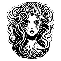 Monochrome Elegance: Ornamental Portrait of a Woman