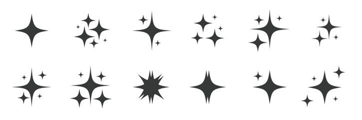 Set of original stars, sparkle firework decoration, twinkle shiny flash iconSet of original stars, sparkle firework decoration, twinkle shiny flash icon