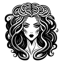 Elegant Black and White Female Face Illustration