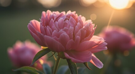 Blooming Flower in Sunlight Garden with Soft Petals