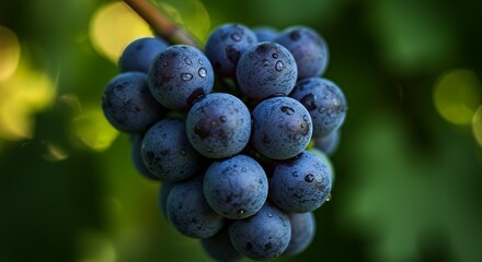 Cluster of Grapes with Water Droplets Close-up