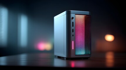 Ultramodern gaming workstation with sleek chassis and dynamic RGB lighting