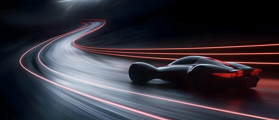 Fototapeta premium Futuristic Speedster on a Winding Track
