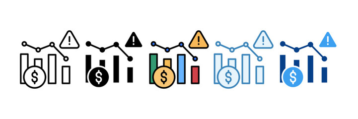Stock Market Crash  Icon Set Multiple Style Collection