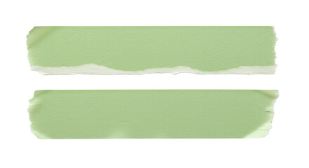 Two light green torn paper strips arranged horizontally on a black background with rough edges color full paper texture transparent background