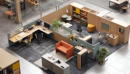 A wellthoughtout office furniture arrangement enhances workflow