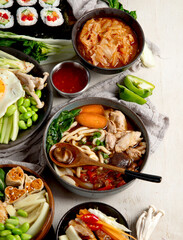 Various Korean Home-style Side Dishes. Asian food concept.