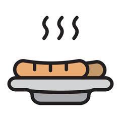 German Sausage Plate Vector Filled Icon Design