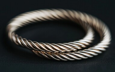 Intertwined Silver Rings on Dark Background
