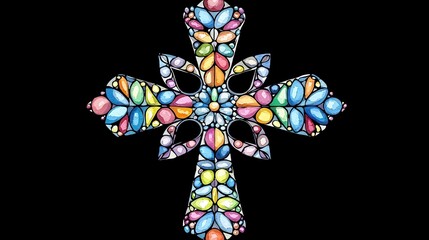 Obraz premium Colorful Stained Glass Cross Design
