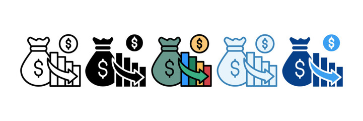 Investment Losses  Icon Set Multiple Style Collection