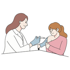 Doctor giving injection to young girl