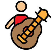 Mexican Guitarist Vector Filled Icon Design