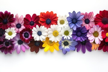Colorful osteospermum daisy arrangement on white background