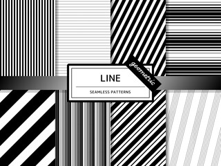ジオメトリックなシームレスパターンのセット ストライプ