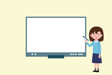 A girl student in digital board presentations 