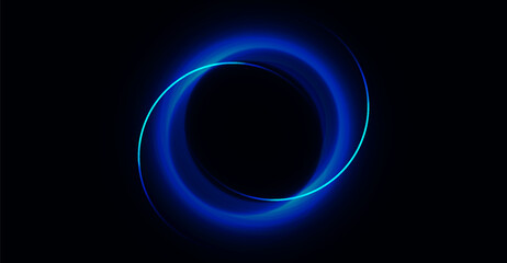 Vivid Blue Light Trails Forming a Circular Vortex on a Dark Backdrop, Illustrating Energy and Dynamics, Perfect for Technological and Futuristic Design Concepts