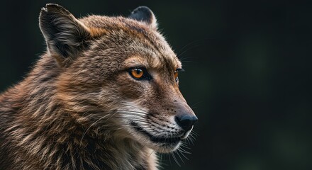 Obraz premium Alert Canine Portrait with Amber Eyes Looking to Side