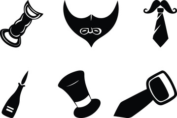 Premium quality and variety style Fathers Day icon silhouette vector art, Fathers Day icon isolated line art vector illustration