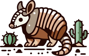 Armadillo Illustration in Desert Landscape