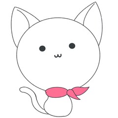Obraz premium Simple White Cat Icon – Cute Minimal Character Design