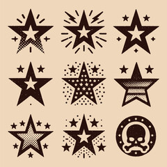 Hand drawn retro photocopy stipple effect, for grunge punk y2k collage design. Vector illustration in vintage halftone brutalist design for banner or poster