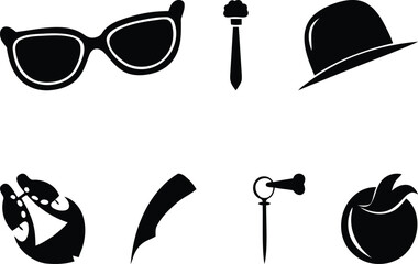 Premium quality and variety style Fathers Day icon silhouette vector art, Fathers Day icon isolated line art vector illustration set