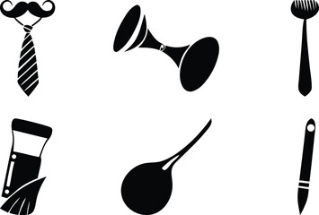 Premium quality and variety style Fathers Day icon silhouette vector art, Fathers Day icon isolated line art vector illustration set